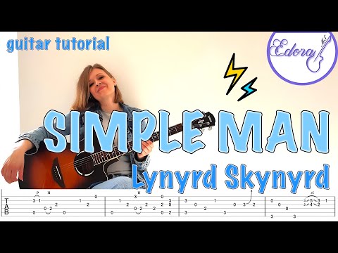 Simple Man Fingerstyle Guitar Tutorial with On-Screen TAB - Lynyrd Skynyrd