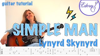 Simple Man Fingerstyle Guitar Tutorial with On-Screen TAB - Lynyrd Skynyrd