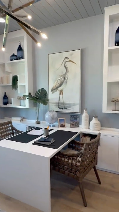 Beautiful Office Room with Elegant Built-In Wine Room