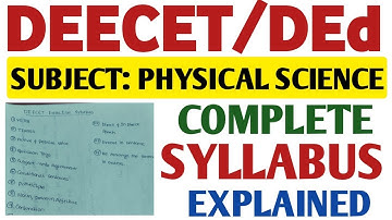 DEECET Physical Science Syllabus@StudentUpdates247 