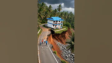Strong Winds And Landslides House Collapses Instantly 