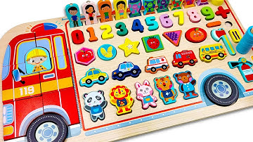 Best Learn Shapes, Numbers, Counting 1 to 10 with Firetruck Puzzle