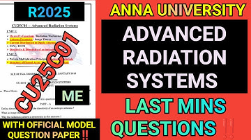 Advanced Radiation Systems ME Regulation 2025 #cu25c01#annauniversity #radiationsystems #r2025#me#pg