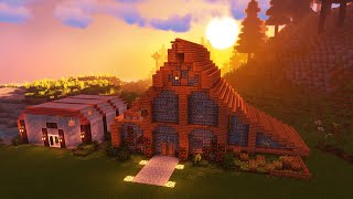 |Minecraft| Cozy Aesthetic Cottage House And Greenhouse Minecrfat Tutorial |Timelapse|