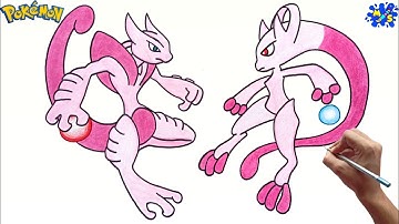 Pokemon drawing || How to draw Mega Mewtwo X Vs Mega Mewtwo Y