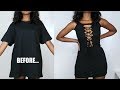 DIY Lace Up Bodycon Dress | T-Shirt Transformation