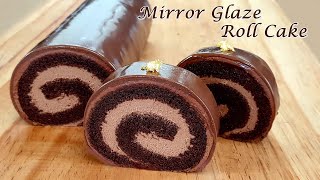 How to make a mirror glaze roll cake/ASMR/home baking