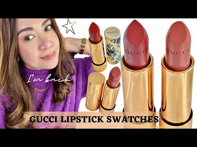 GUCCI LIPSTICK SWATCHES l GUCCI BEAUTY REVIEW 💗 - YouTube