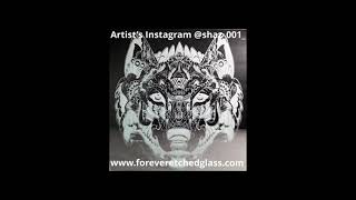 Wolf Head line art 18 hour Time-lapse mirror etching. Amazing Results!!!