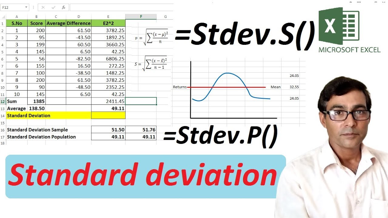 How to use the STDEV Function in Excel in hindi (Standard Deviation)