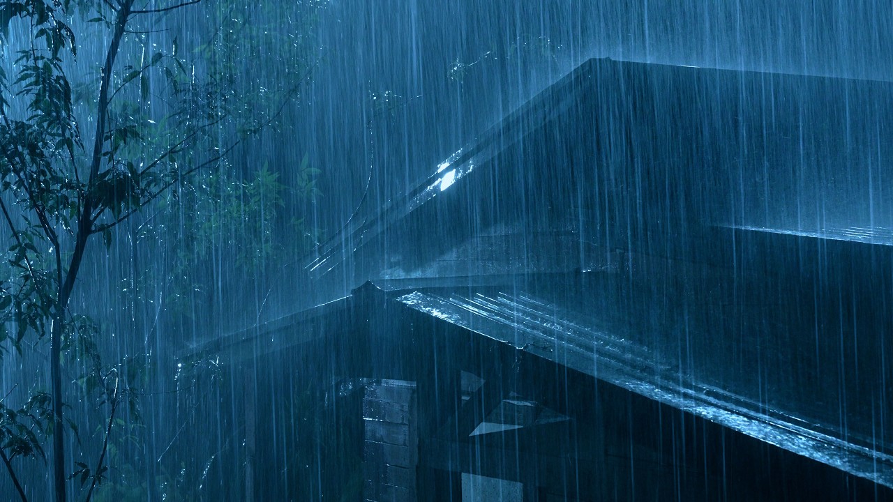 (No Ads) Goodbye Stress to Sleep Instantly with Heavy Rain & Thunder on Metal Roof at Night