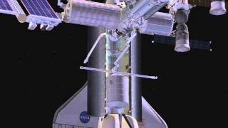 STS-133: Handoff of Orbiter Boom Sensor System