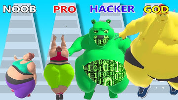 NOOB vs PRO vs HACKER vs GOD in Fat 2 Fit- PERFECT LEVEL in Fat 2 Fit - Gameplay Android, Ios