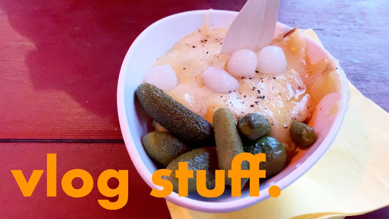 Our first ever raclette - Raclette is a stinky cheese you melt and eat with potatoes and tiny pickled cucumbers.