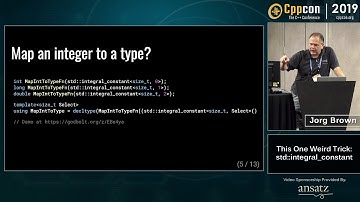 This One Weird Trick: std::integral_constant - Jorg Brown - CppCon 2019