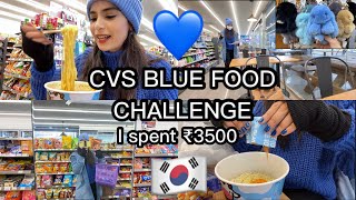 🇰🇷CVS BLUE FOOD ONLY CHALLENGE +  Shopping in Downtown | vlog💙