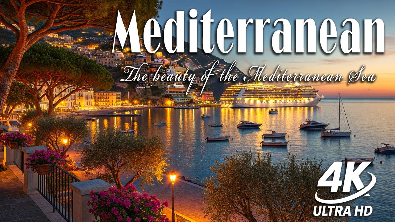 🌊 ITALIAN 🌅 Mediterranean Music 🐬 2+ Hours Scenic Amalfi Coast & Lake Como Relaxation 4K