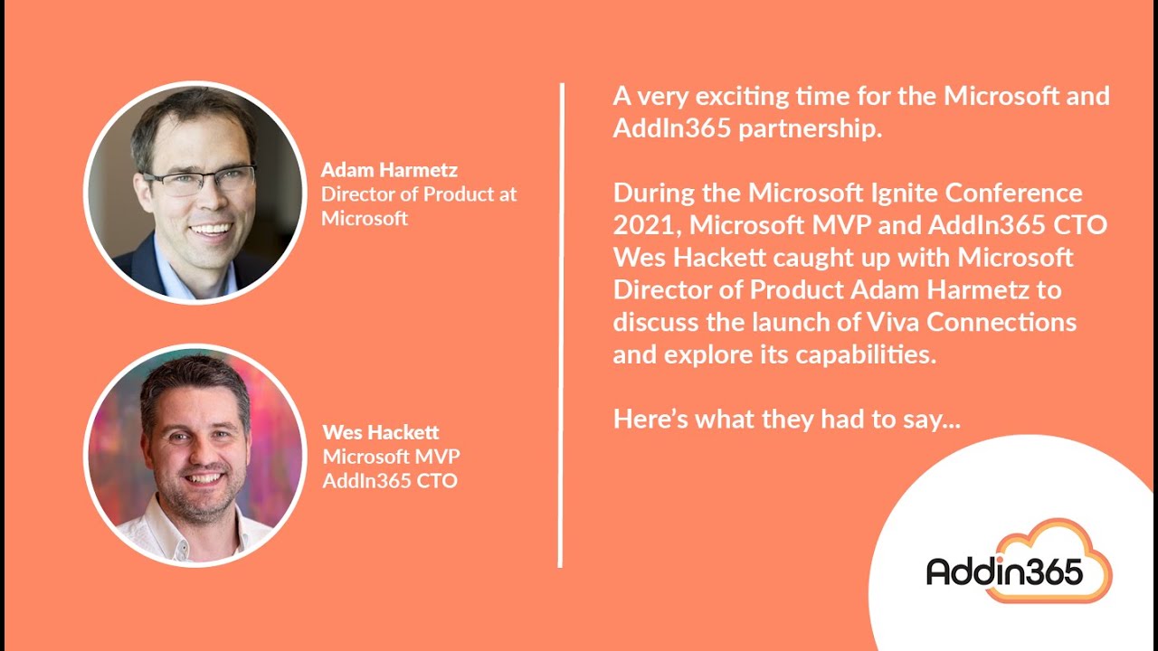 AddIn365 Discovery Session with Adam Harmetz, Director of Product at Microsoft. Viva Connections.