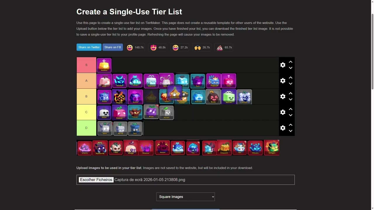 FIZ UMA TIERLIST DE TODAS AS FRUTAS DO BLOX FRUITS!