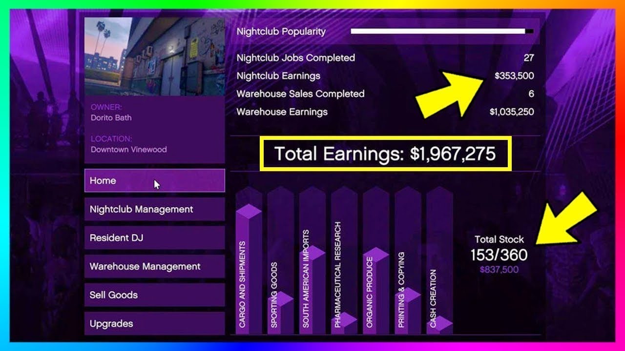 قراند 5 | شرح قوائم النادي الليلي بشكل كامل | فلوس على الجاهز | بزنس بدون تعب. | الجزء الثاني | 1.44