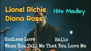 Video thumbnail of "Lionel Richie & Diana Ross Medley + Lyrics - Endless Love, Hello, When You Tell Me That You Love Me"