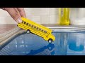 Tiny bus cars driven by hand into the water   diecast models