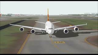 AIRBUS A380 800 GARUDA INDONESIA AIRWAYS TAKE OFF FROM CHANGI AIRPORT SINGAPORE INTL AIRPORT FS9 HD