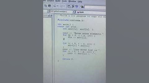 write c++ program to copy all elements from an array to another arry