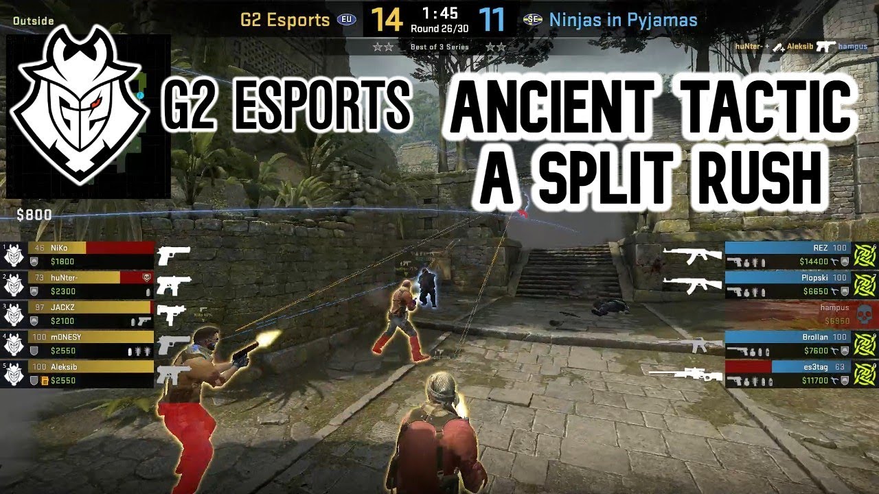 G2 Ancient Mid Rush A Split (CSGO Tactics)