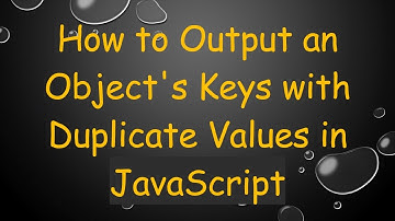 How to Output an Object