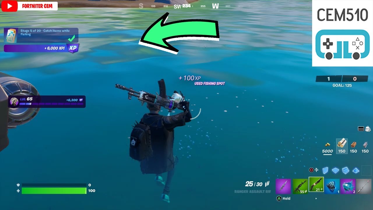 Catch items while fishing Fortnite Milestones - YouTube