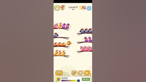 Bird sort color puzzle level 9