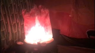 make a REALISTIC fake fire with (plastic bag, fan, christmas lights, rotary light)