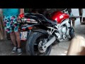 Yamaha FZ6 N with Dominator exhaust (before and after)