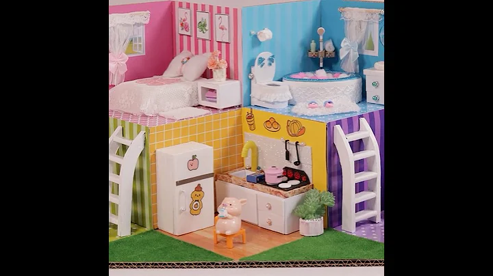 I Built My Dream 5-Room Mini House From Cardboard | Cozy, Colorful & Satisfying DIY  #miniature #diy