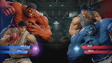 Red Hulk and Ryu vs Blue Hulk and Ryu - MARVEL VS. CAPCOM: INFINITE
