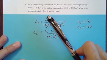 Find Compression Index given change in Void Ratio and Stress