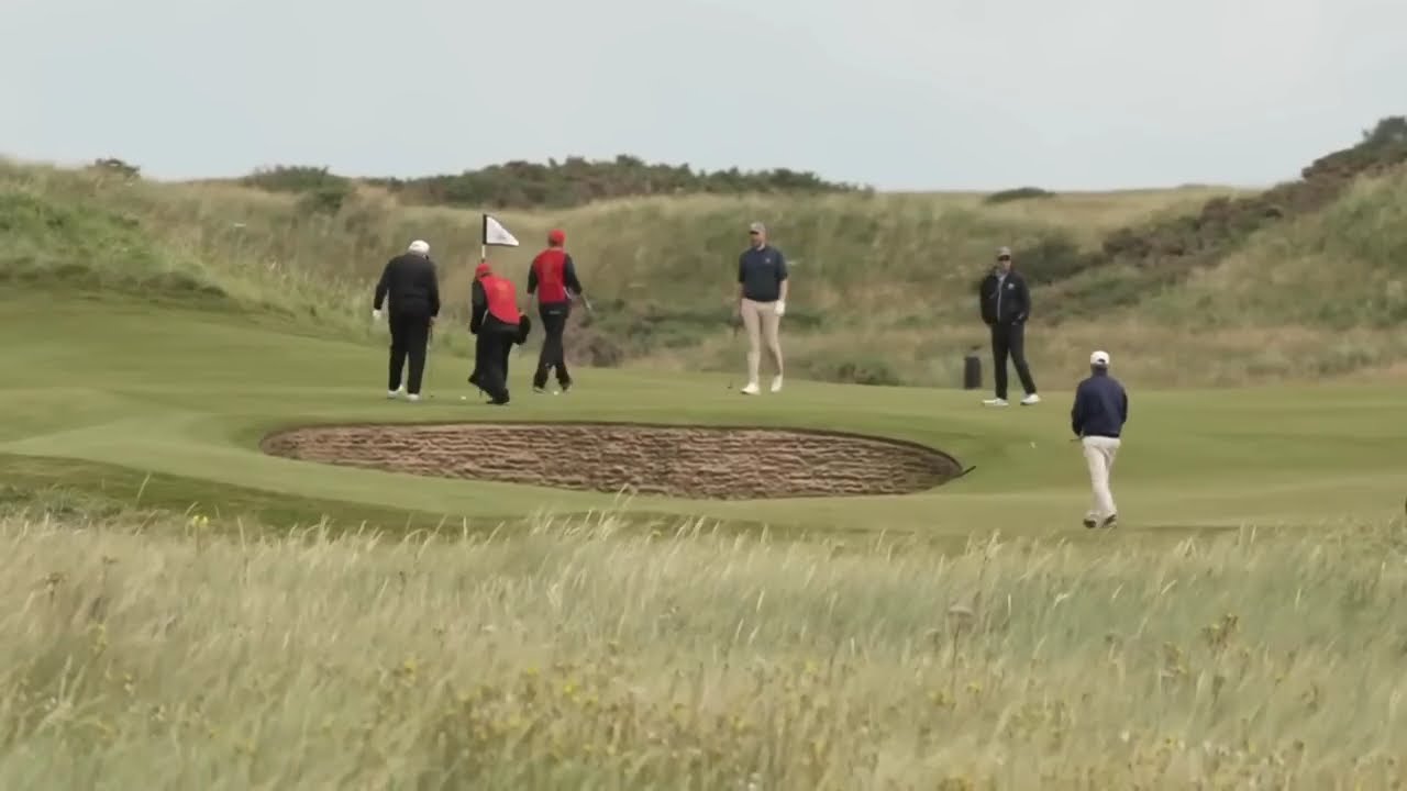 Watch Trump and his entourage play golf, ignore reporters at Scotland's Turnberry golf course