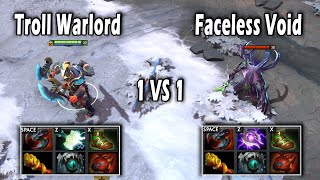 Troll Warlord vs Faceless Void | Same Build  | 1 vs 1 Battle | Who win?