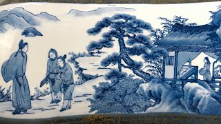Nghệ Nhân Bậc Thầy Gốm Fuji Arita Nishikisa #762  Hút Lộc Tụ Tài - Men Lam Sơn Thuỷ - Toki Antique