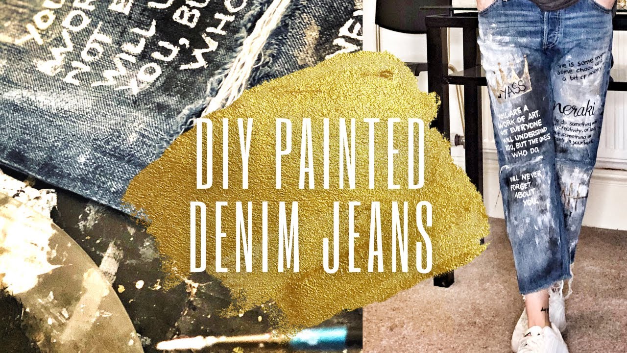 HOW TO PAINT ON DENIM// DIY DENIM JEANS PAINTING // DENIM ART //MERAKI