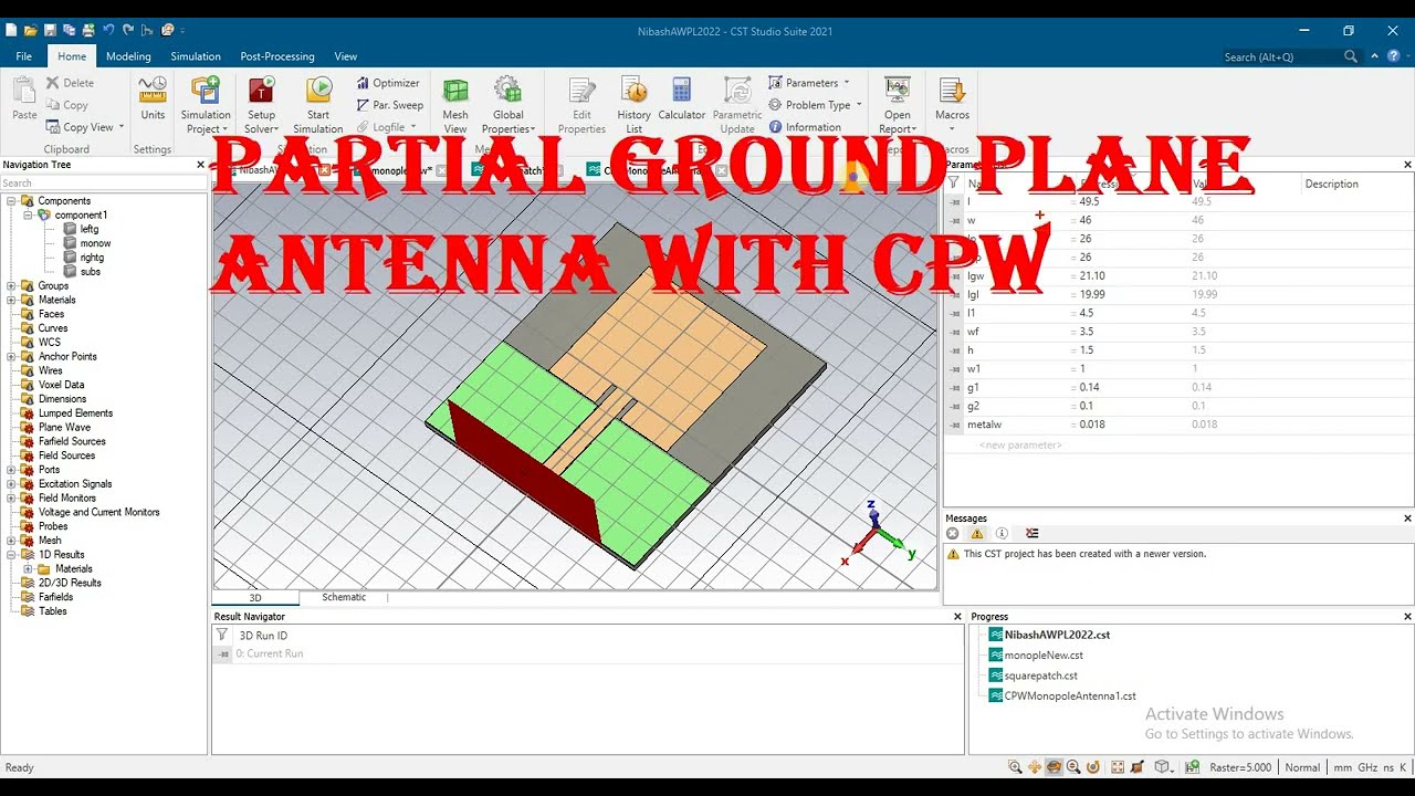 CPW partial ground plane antenna Microstrip Reﬂectarray Antenna in cst