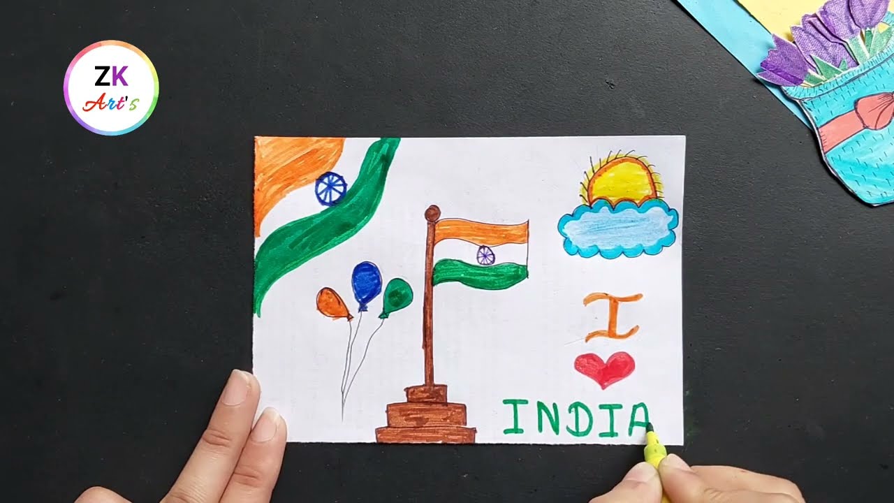 Indian Flag Drawing | Republic Day Drawing | How to draw National Flag 
