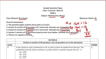 CBSE sample question paper basic class 10 maths Part 1 (Q1 to Q10)