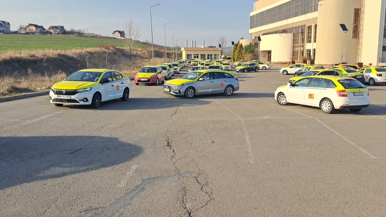 VIDEO. FOTO. Protest al taximetriștilor din Piatra Neamț