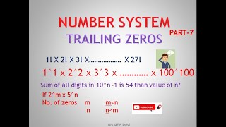 Chapter- 3, Number System , Part-7( Number of Trailing zeros in any mathematical expression)