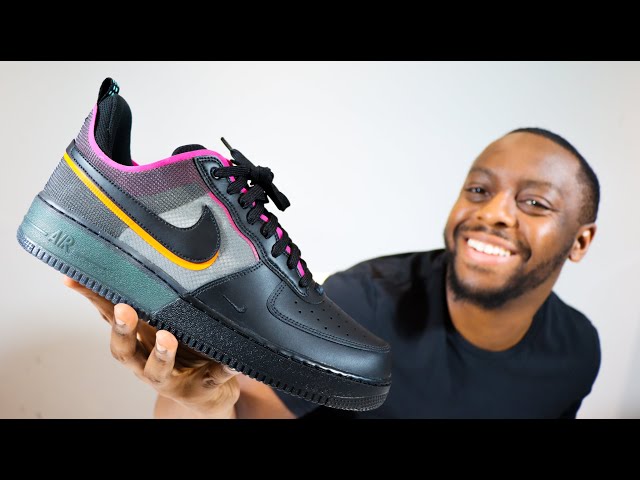 Caliza policía Renacimiento Air Force 1 React Black Pink Team Orange On Foot Sneaker Review  QuickSchopes 313 Schopes DH7615 001 - YouTube