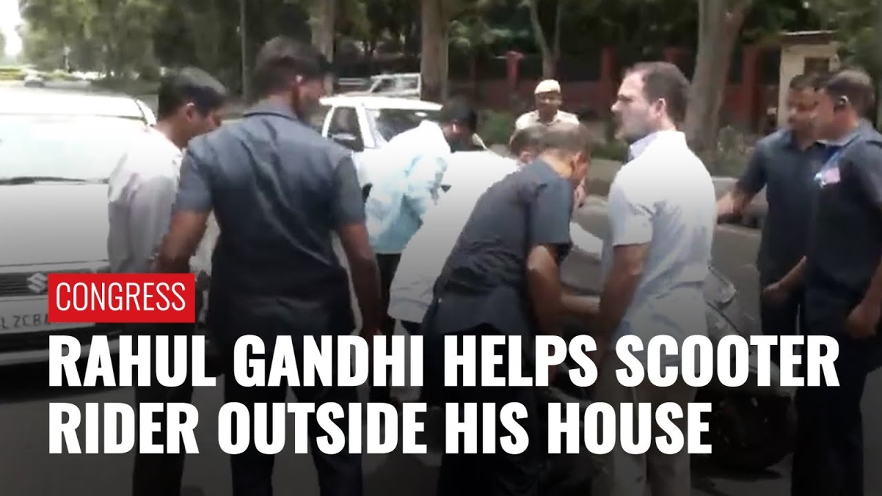 A Scooter Rider Fell Off In Front Of Rahul Gandhi's Car, See What Happened Next