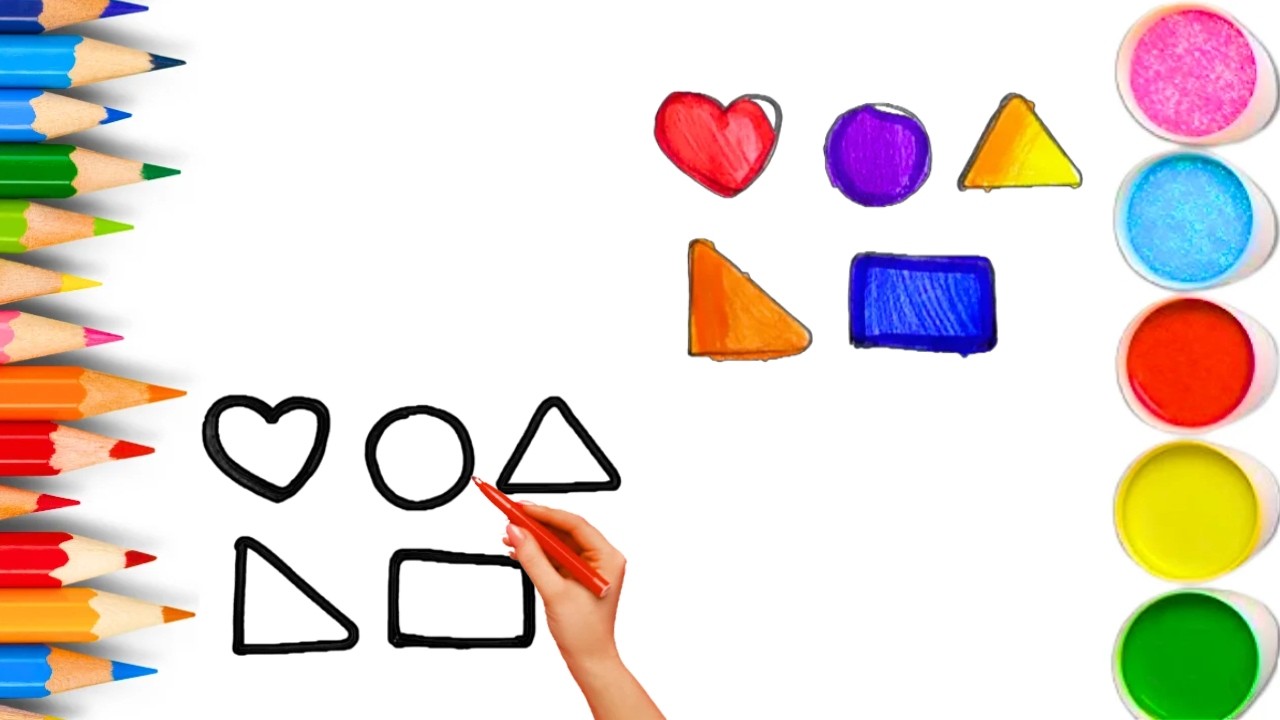 Draw Shapes Square How To Draw cute Shapes Drawing, Painting & Coloring For Kids and ...