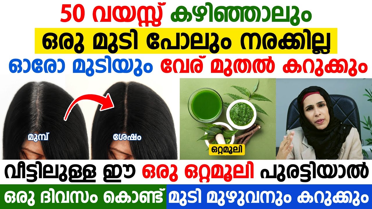 50 വയസ്സ് കഴിഞ്ഞാലും ഒരു മുടി പോലും നരക്കില്ല | വീട്ടിലുള്ള ഈ ഒരു ഒറ്റമൂലി പുരട്ടിയാൽ | MUDINARA